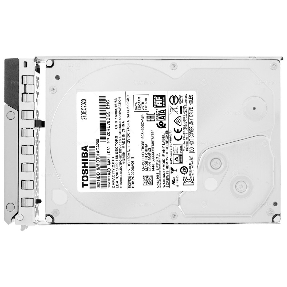 6HFW3 G14  DELL HDD 2TB 7.2K SATA 6G 3.5" LFF FOR DELL POWEREDGE G14